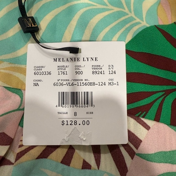 MELANIE LYNE Vibrant Sleeveless Palm Print Blouse Shirt Sz  8 - Picture 11 of 14